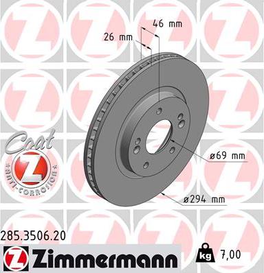 Zimmermann 285.3506.20 - Brake Disc www.parts5.com