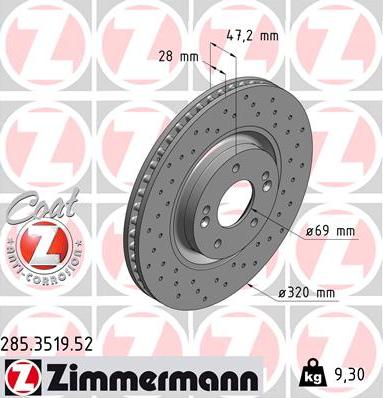 Zimmermann 285.3519.52 - Disco de freno www.parts5.com