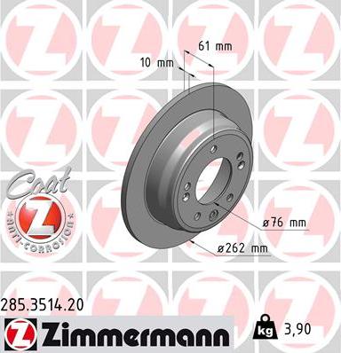 Zimmermann 285.3514.20 - Brake Disc parts5.com