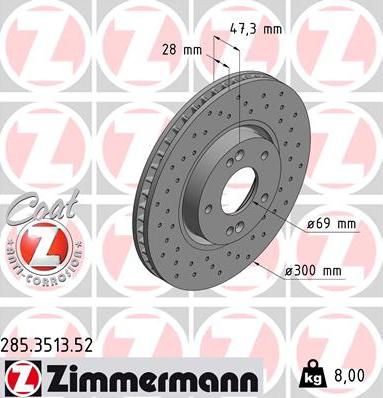 Zimmermann 285.3513.52 - Disco de freno www.parts5.com