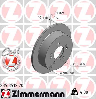 Zimmermann 285.3512.20 - Brake Disc www.parts5.com