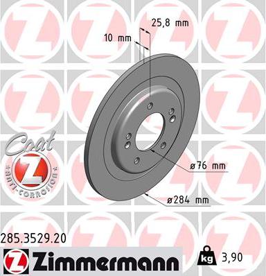 Zimmermann 285.3529.20 - Disco de freno www.parts5.com