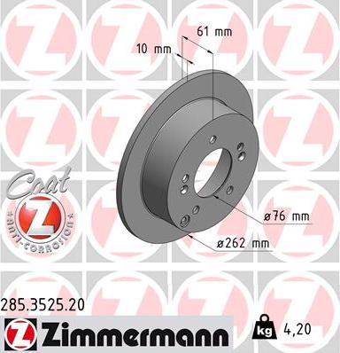 Zimmermann 285.3525.20 - Brake Disc www.parts5.com