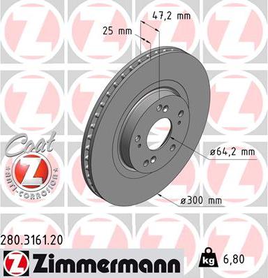 Zimmermann 280.3161.20 - Тормозной диск www.parts5.com