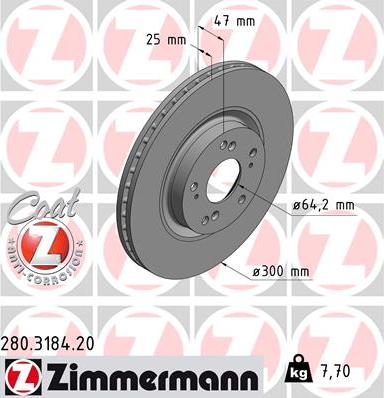 Zimmermann 280.3184.20 - Тормозной диск www.parts5.com