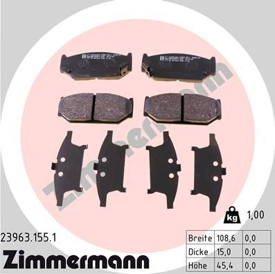 Zimmermann 23963.155.1 - Тормозные колодки, дисковые, комплект www.parts5.com