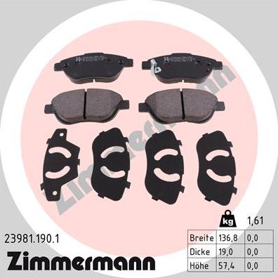 Zimmermann 23981.190.1 - Set placute frana,frana disc www.parts5.com