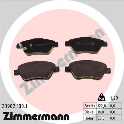 Zimmermann 23982.180.1 - Brake Pad Set, disc brake www.parts5.com