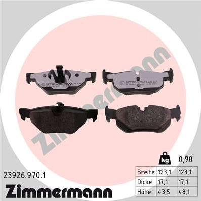 Zimmermann 23926.970.1 - Komplet zavornih oblog, ploscne (kolutne) zavore parts5.com