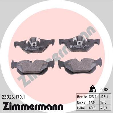 Zimmermann 23926.170.1 - Σετ τακάκια, δισκόφρενα www.parts5.com