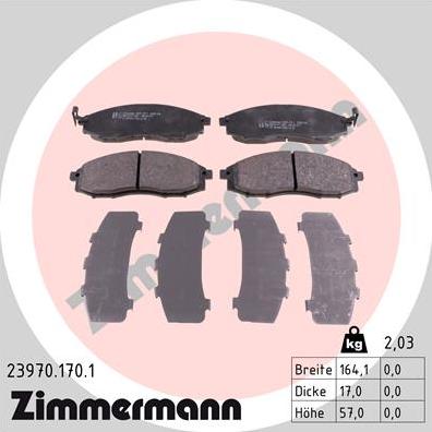 Zimmermann 23970.170.1 - Brake Pad Set, disc brake parts5.com