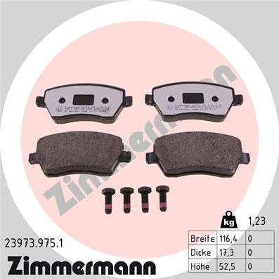 Zimmermann 23973.975.1 - Тормозные колодки, дисковые, комплект www.parts5.com