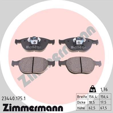 Zimmermann 23440.175.1 - Тормозные колодки, дисковые, комплект www.parts5.com