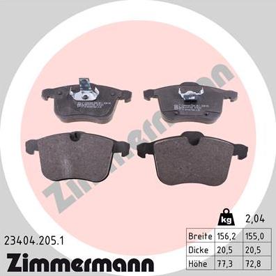 Zimmermann 23404.205.1 - Set placute frana,frana disc www.parts5.com