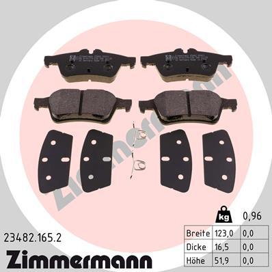 Zimmermann 23482.165.2 - Komplet zavornih oblog, ploscne (kolutne) zavore www.parts5.com