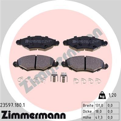 Zimmermann 23597.180.1 - Тормозные колодки, дисковые, комплект www.parts5.com