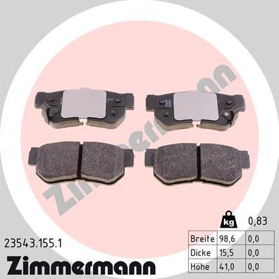 Zimmermann 23543.155.1 - Brake Pad Set, disc brake www.parts5.com