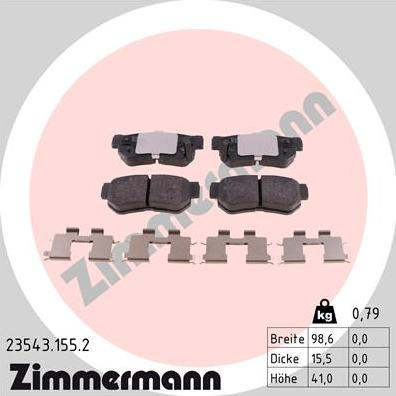 Zimmermann 23543.155.2 - Bremsbelagsatz, Scheibenbremse www.parts5.com