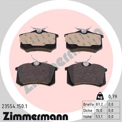 Zimmermann 23554.150.1 - Zestaw klocków hamulcowych, hamulce tarczowe www.parts5.com