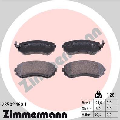 Zimmermann 23502.160.1 - Brake Pad Set, disc brake parts5.com