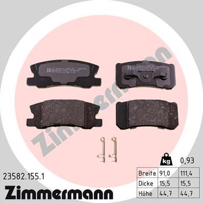 Zimmermann 23582.155.1 - Juego de pastillas de freno www.parts5.com