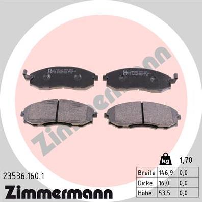 Zimmermann 23536.160.1 - Тормозные колодки, дисковые, комплект www.parts5.com