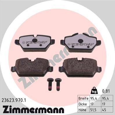 Zimmermann 23623.970.1 - Тормозные колодки, дисковые, комплект www.parts5.com