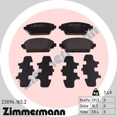 Zimmermann 23094.165.2 - Juego de pastillas de freno www.parts5.com