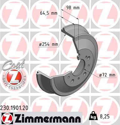 Zimmermann 230.1901.20 - Brake Drum www.parts5.com