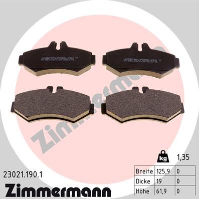Zimmermann 23021.190.1 - Тормозные колодки, дисковые, комплект www.parts5.com