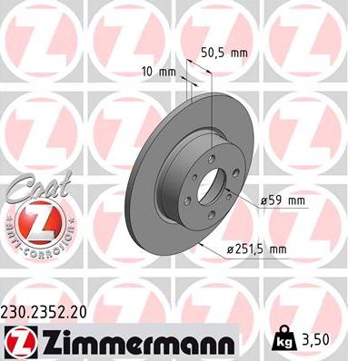 Zimmermann 230.2352.20 - Тормозной диск www.parts5.com