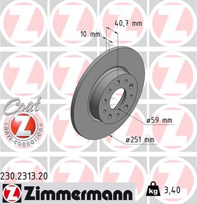 Zimmermann 230.2313.20 - Тормозной диск www.parts5.com