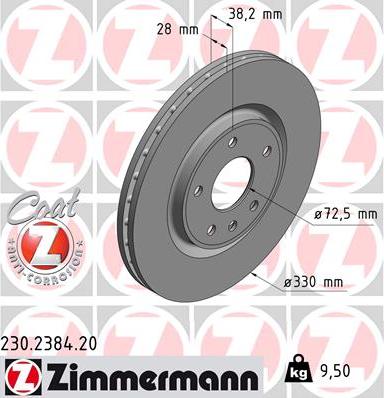 Zimmermann 230.2384.20 - Тормозной диск www.parts5.com