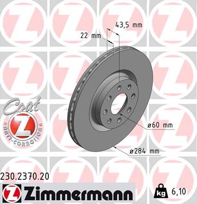 Zimmermann 230.2370.20 - Disco de freno www.parts5.com