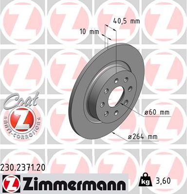 Zimmermann 230.2371.20 - Тормозной диск www.parts5.com