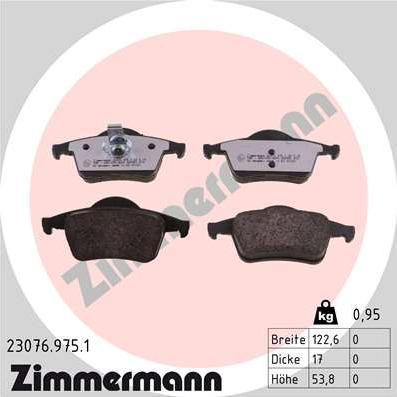 Zimmermann 23076.975.1 - Komplet zavornih oblog, ploscne (kolutne) zavore www.parts5.com