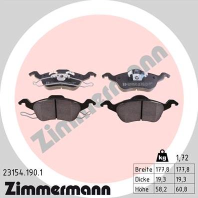 Zimmermann 23154.190.1 - Set placute frana,frana disc www.parts5.com