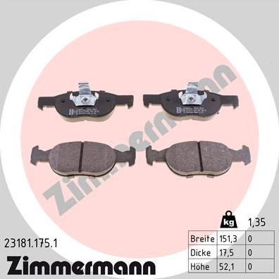 Zimmermann 23181.175.1 - Juego de pastillas de freno www.parts5.com