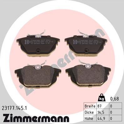 Zimmermann 23177.145.1 - Juego de pastillas de freno www.parts5.com