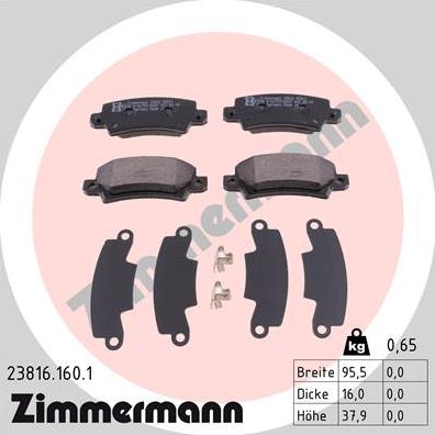 Zimmermann 23816.160.1 - Тормозные колодки, дисковые, комплект www.parts5.com