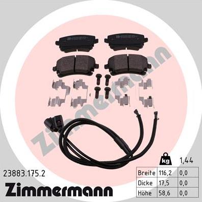 Zimmermann 23883.175.2 - Brake Pad Set, disc brake www.parts5.com