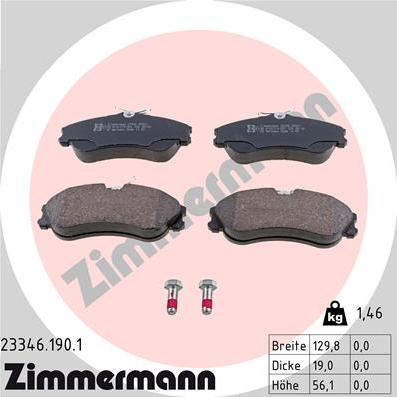 Zimmermann 23346.190.1 - Σετ τακάκια, δισκόφρενα www.parts5.com