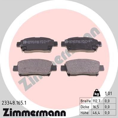 Zimmermann 23348.165.1 - Set placute frana,frana disc www.parts5.com