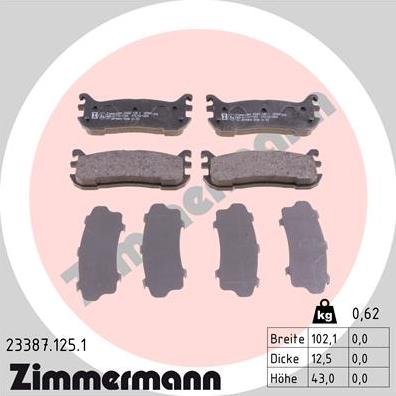 Zimmermann 23387.125.1 - Brake Pad Set, disc brake www.parts5.com