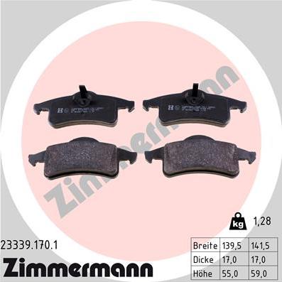 Zimmermann 23339.170.1 - Brake Pad Set, disc brake parts5.com