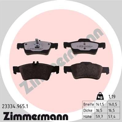 Zimmermann 23334.965.1 - Тормозные колодки, дисковые, комплект www.parts5.com