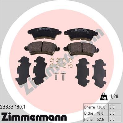 Zimmermann 23333.180.1 - Brake Pad Set, disc brake www.parts5.com