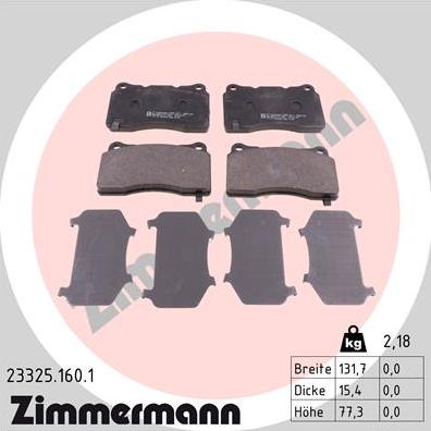 Zimmermann 23325.160.1 - Juego de pastillas de freno www.parts5.com