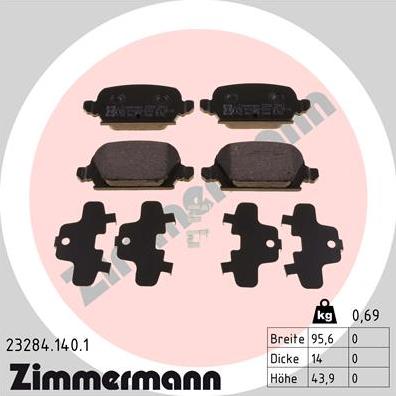 Zimmermann 23284.140.1 - Brake Pad Set, disc brake www.parts5.com