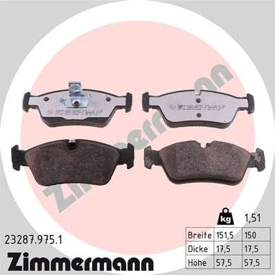 Zimmermann 23287.975.1 - Komplet zavornih oblog, ploscne (kolutne) zavore www.parts5.com